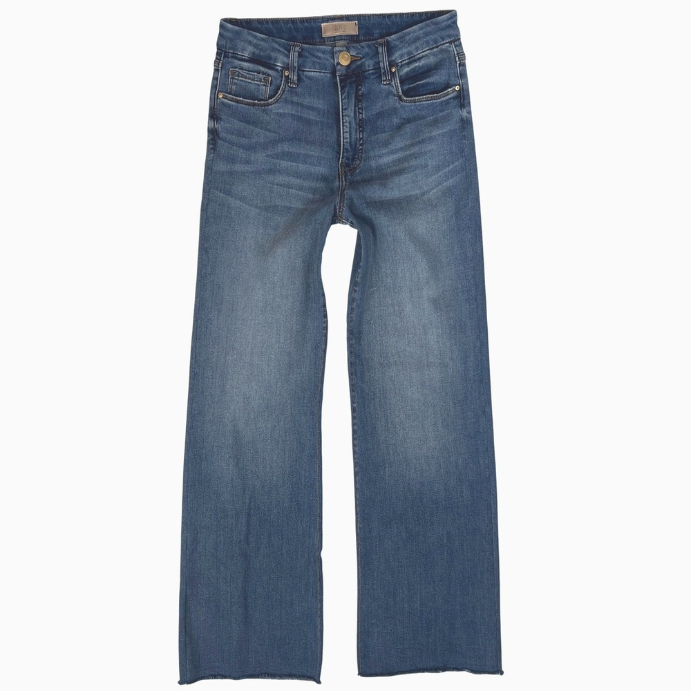 KUT from the Kloth Meg Fab Ab Wide Leg Jeans 0 High Rise 90s Retro Boho Raw Y2K